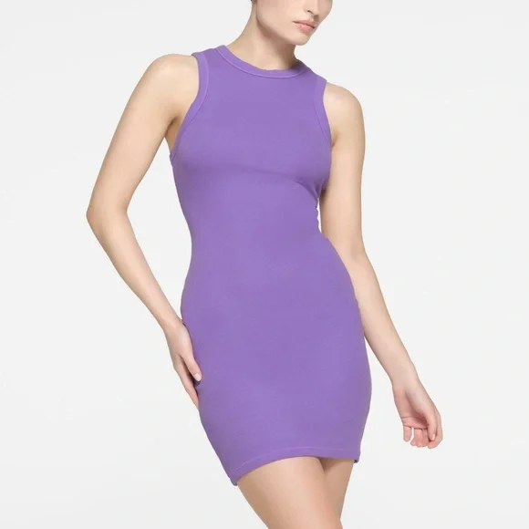 SKIMS COTTON RIB TANK MINI DRESS, ULTRA VIOLET, Size Medium, $60 - Picture 7 of 7